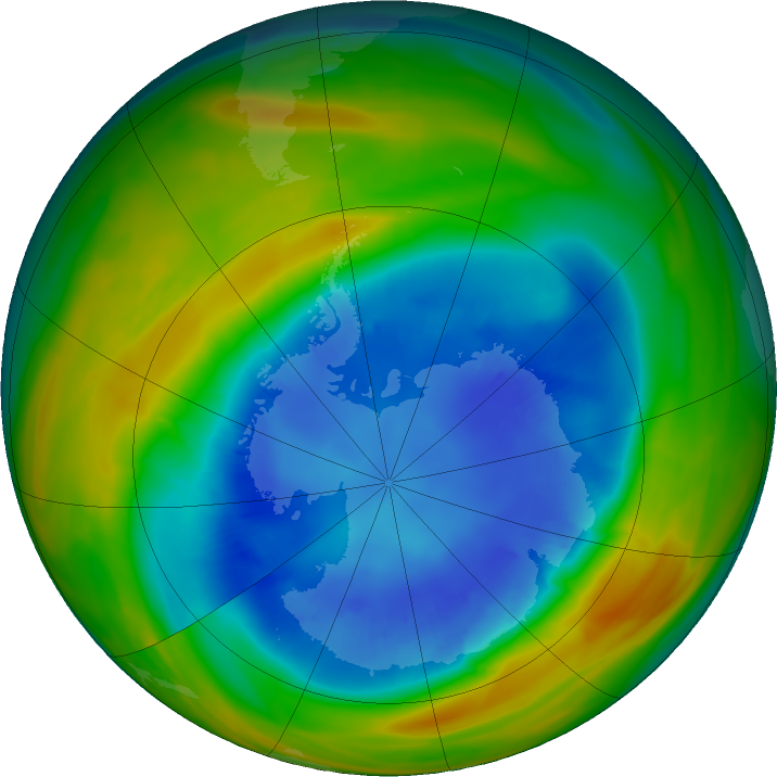 Antarctic ozone map for 28 August 2017